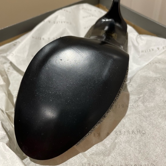 New in box Charles and Keith gold glitter peep toe mule - Picture 2 of 6